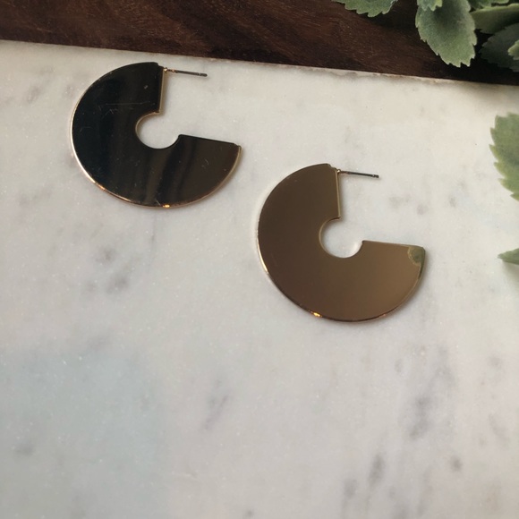 Thick Gold Hoop Statement Earrings - Picture 3 of 5